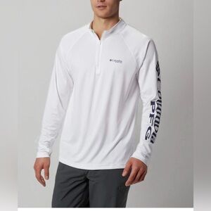 Men’s Columbia white PFG Terminal 1/4 zip pullover